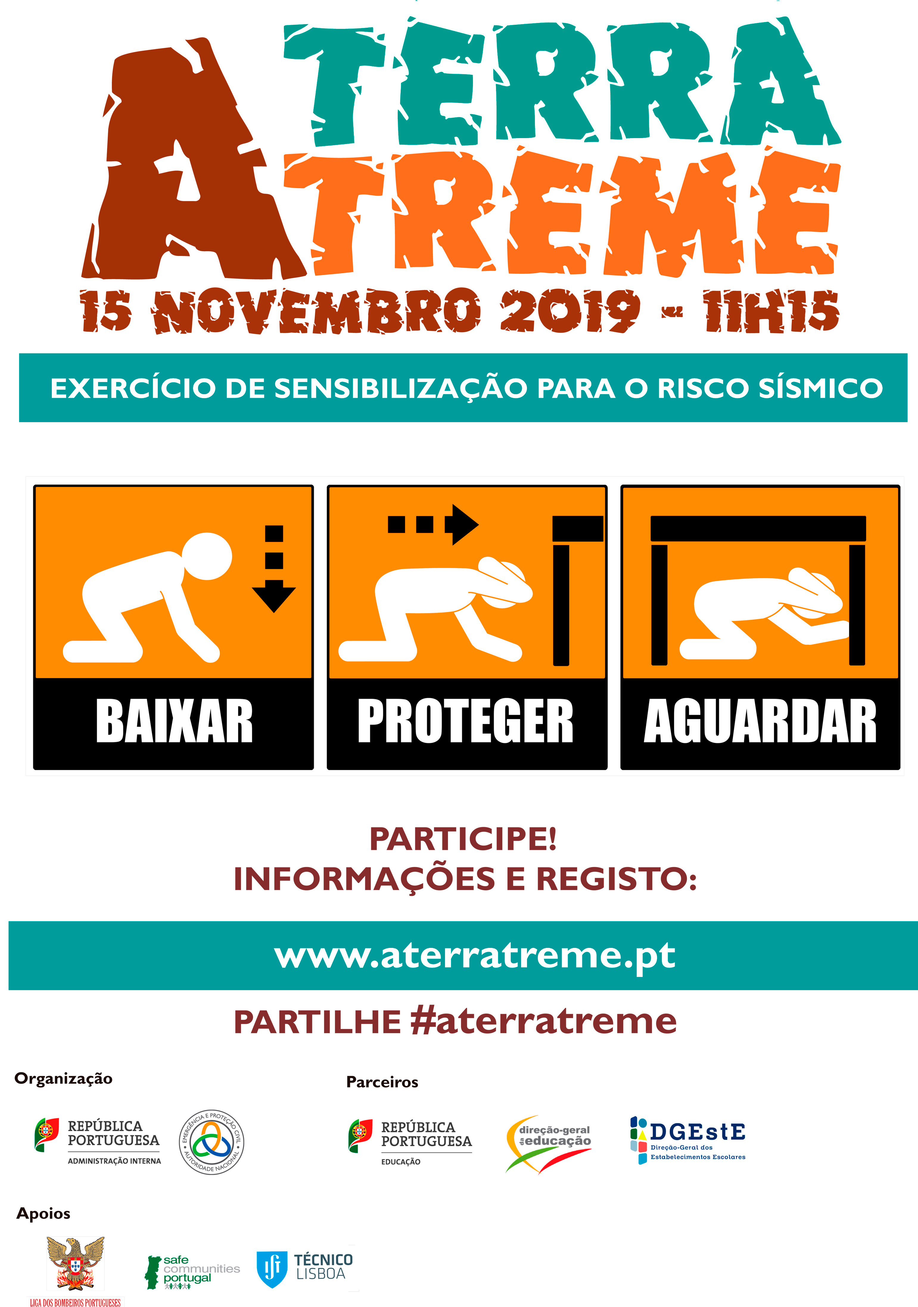 Cartaz 7ª edição do exercício de prevenção do risco sísmico- A TERRA TREME