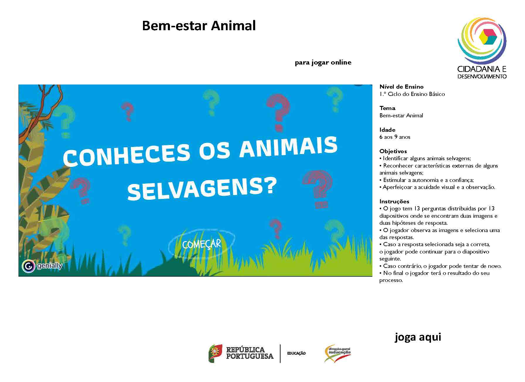 Quiz sobre animais selvagens