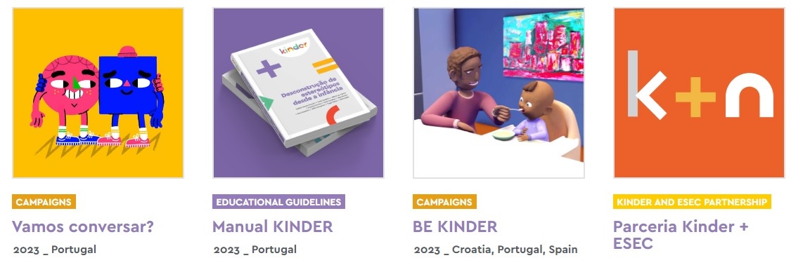 O projeto Kinder conta ainda com outros recursos, podendo aceder ao website  em: https://kinder.ces.uc.pt/