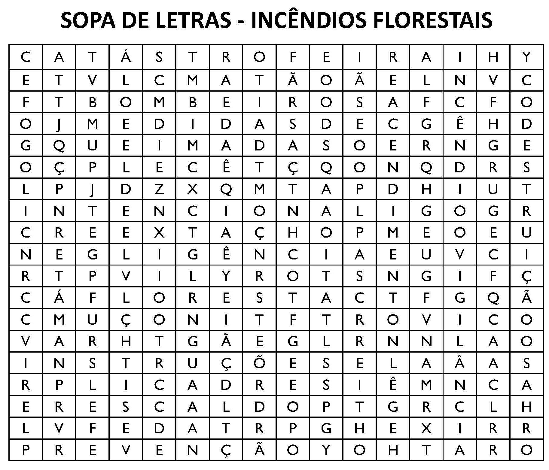 sopa letras florestas