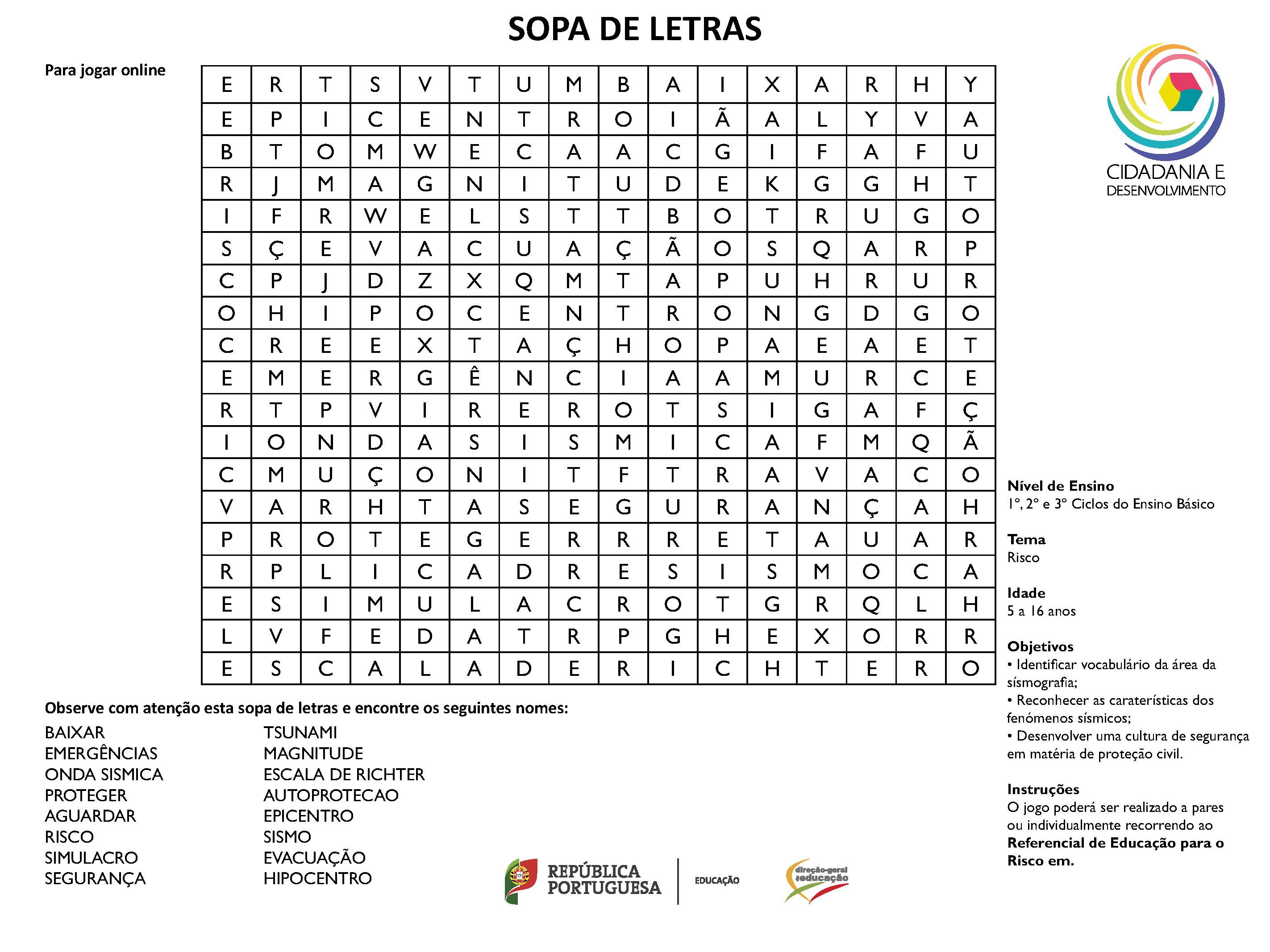 sopa de letras risco