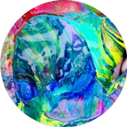 Tintas de várias cores misturadas