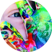 Tintas de várias cores misturadas
