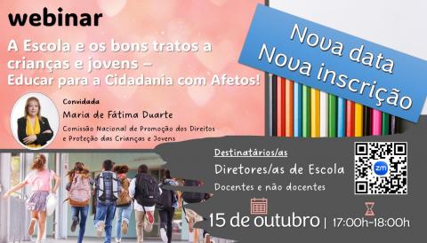 webinar | A Escola e os bons tratos a crianças e jovens - nova data