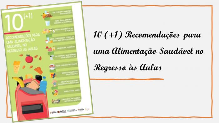 10 (+1) Recomendações para uma Alimentação Saudável no Regresso às Aulas