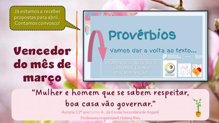 Provérbios - vamos dar a volta ao texto! – Vencedor do mês de março