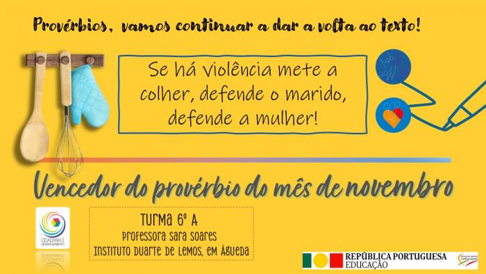 Divulgação do vencedor do provérbio de novembro…  Continuamos a dar a volta ao texto!